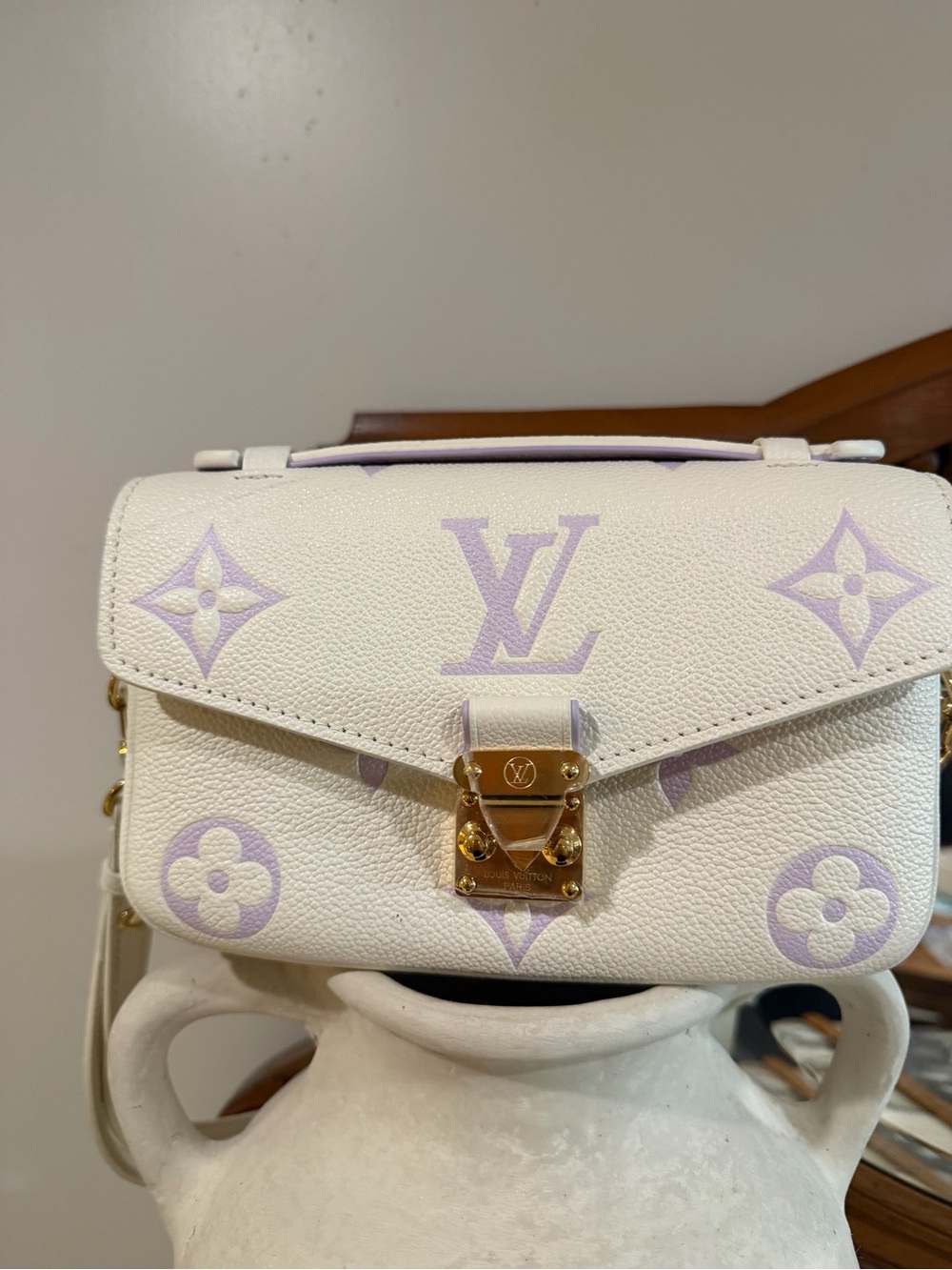 Louis Vuitton White & Lavender Monogram Pochette Metis East West